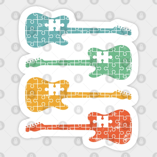 T-Style Electric Guitar Puzzle Cool Retro Colors Sticker by nightsworthy